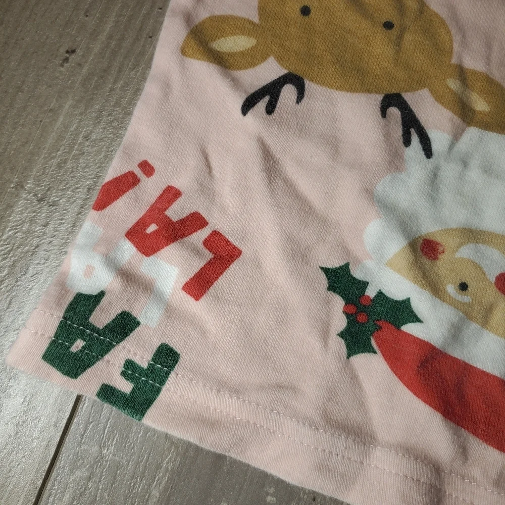 Carter's Toddler Girl Size 18m Pink Christmas Holiday Matching Pajamas Pjs 2pc